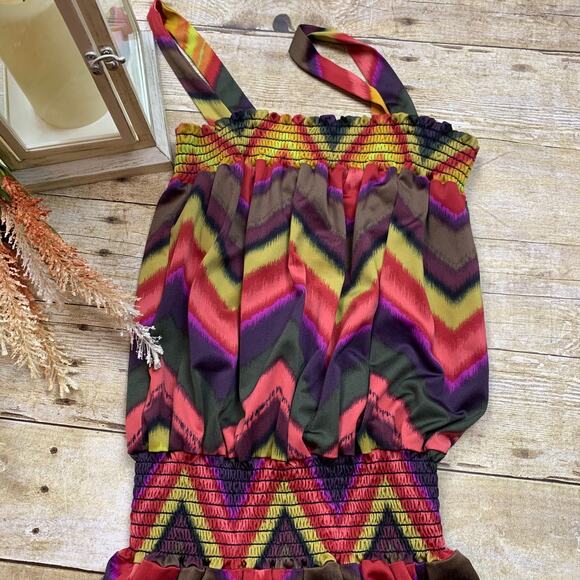 Sunny Taylor Strappy Maxi Dress sundress Bold Print Womens Small - Picture 6 of 6